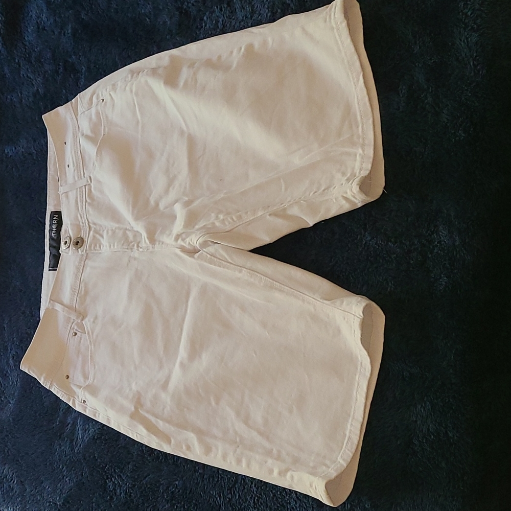 White High Rise Bermuda Jean Shorts